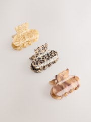 Brown Mini Hair Claw Clips 3 Pack - Image 2 of 3