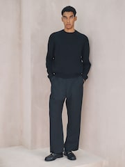 Black Cotton Rich Relaxed Fit Mid Weight Knitted Sweatshirt - Image 2 of 7