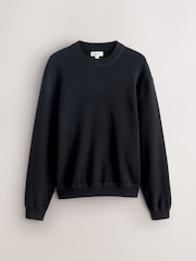 Black Cotton Rich Relaxed Fit Mid Weight Knitted Sweatshirt - Image 5 of 7