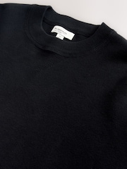Black Cotton Rich Relaxed Fit Mid Weight Knitted Sweatshirt - Image 6 of 7