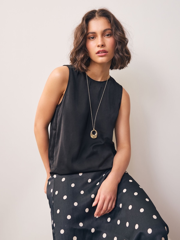 Gold Tone Open Circle Drop Long Necklace - Image 2 of 3