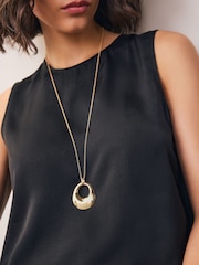Gold Tone Open Circle Drop Long Necklace - Image 3 of 3