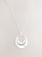 Silver Tone Open Circle Drop Long Necklace - Image 5 of 7