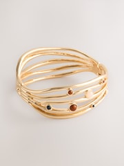 Gold Tone Stone Insert Ladder Cuff Bracelet - Image 1 of 3