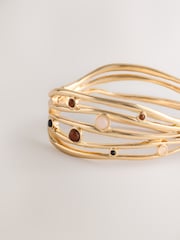 Gold Tone Stone Insert Ladder Cuff Bracelet - Image 2 of 3