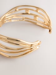 Gold Tone Stone Insert Ladder Cuff Bracelet - Image 3 of 3