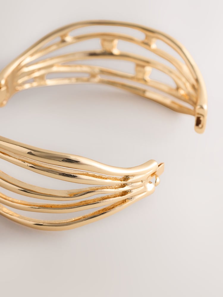 Gold Tone Stone Insert Ladder Cuff Bracelet - Image 3 of 3
