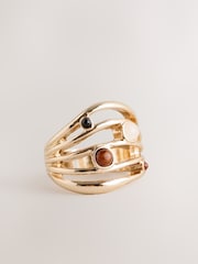 Gold Tone Stone Insert Ladder Ring - Image 2 of 3