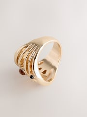 Gold Tone Stone Insert Ladder Ring - Image 3 of 3