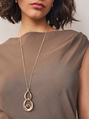Gold Tone Interlinking Stone Inset Necklace - Image 1 of 2