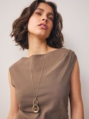 Gold Tone Interlinking Stone Inset Necklace - Image 2 of 2