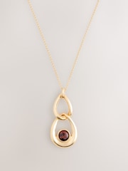 Gold Tone Interlinking Stone Inset Necklace - Image 3 of 5