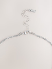 Silver Tone Two Row Pavé Heart Necklace - Image 4 of 5