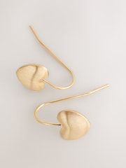 Brushed Gold Tone Heart Earrings - Image 3 of 5