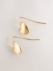 Brushed Gold Tone Heart Earrings - Image 5 of 5