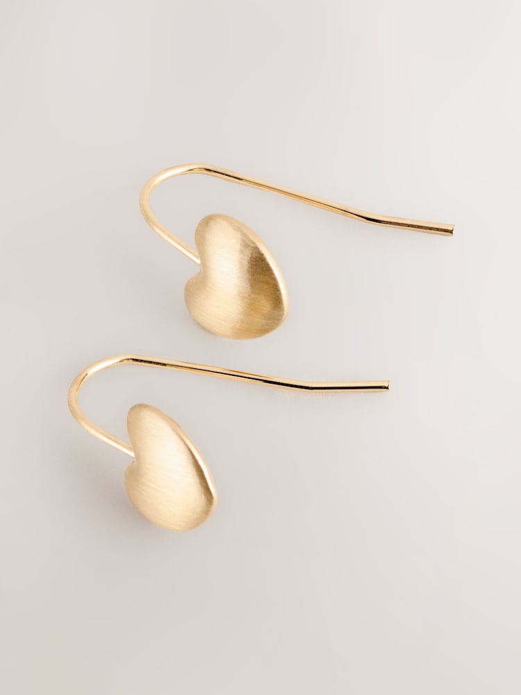 Brushed Gold Tone Heart Earrings - Image 5 of 5 Brushed Gold Tone Heart Earrings - Image 5 of 5