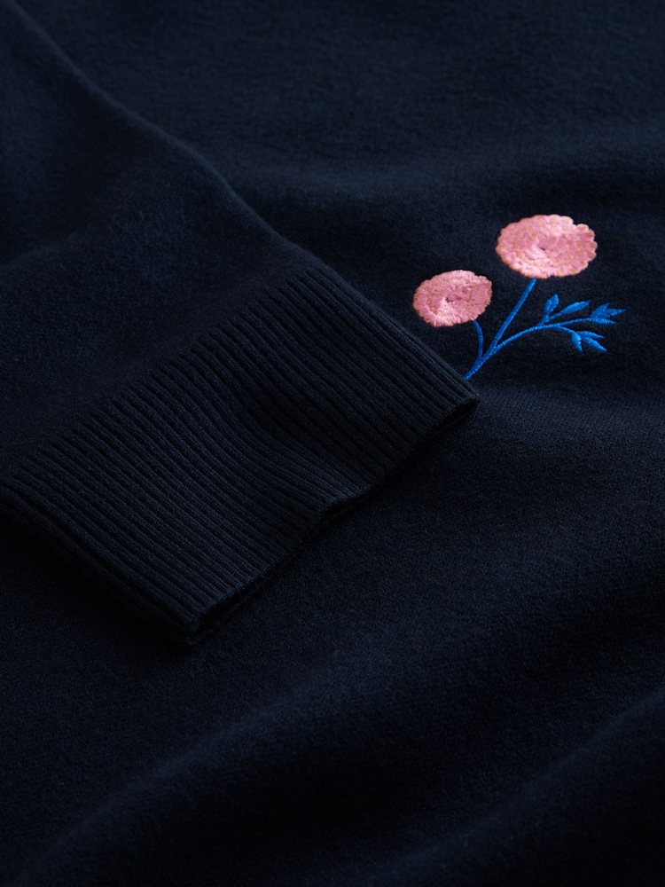 أزرق داكن أزرق - Relaxed Fit Floral Graphic Print Crew Neck Jumper - صورة 9 من 9 أزرق داكن أزرق - Relaxed Fit Floral Graphic Print Crew Neck Jumper - صورة 9 من 9