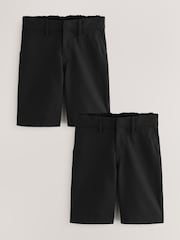 Black 2 Pack Flat Front School Shorts (3-14yrs) - Image 1 of 11