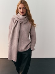 Nothing Ordinary Stone Marl Knitted Scarf Jumper With Wool - Image 1 of 10
