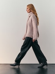 Nothing Ordinary Stone Marl Knitted Scarf Jumper With Wool - Image 2 of 10