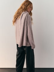 Nothing Ordinary Stone Marl Knitted Scarf Jumper With Wool - Image 4 of 10
