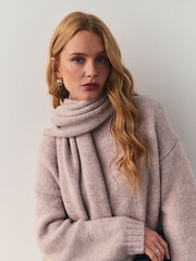 Nothing Ordinary Stone Marl Knitted Scarf Jumper With Wool - Image 5 of 10