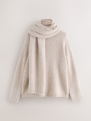 Nothing Ordinary Stone Marl Knitted Scarf Jumper With Wool - Image 6 of 10