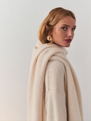 Nothing Ordinary Cream Knitted Scarf Jumper With Wool - Image 2 of 9