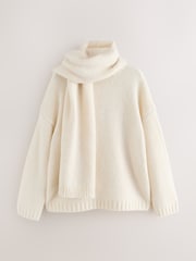 Nothing Ordinary Cream Knitted Scarf Jumper With Wool - Image 5 of 9