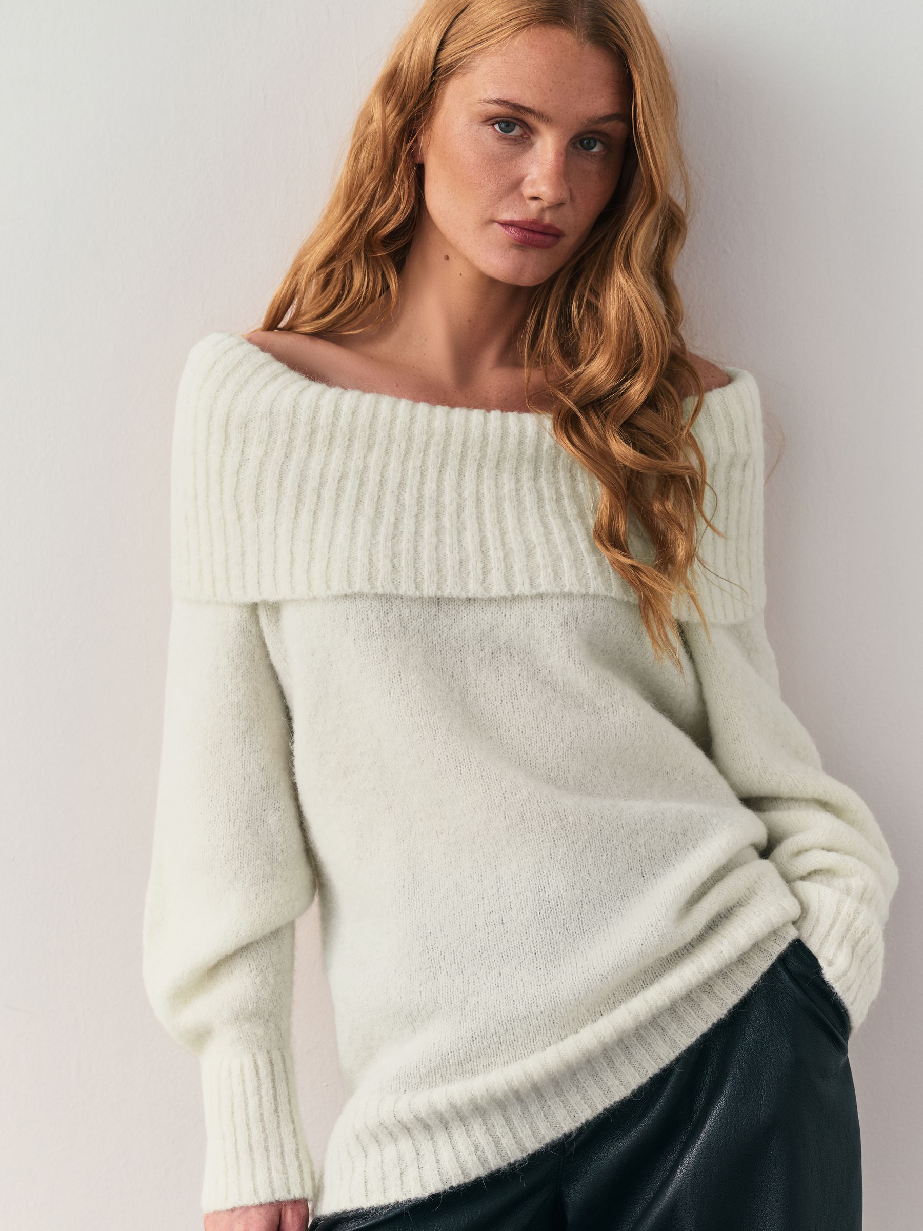 Buy Nothing Ordinary Cream Wool Blend Off The Shoulder Jumper from