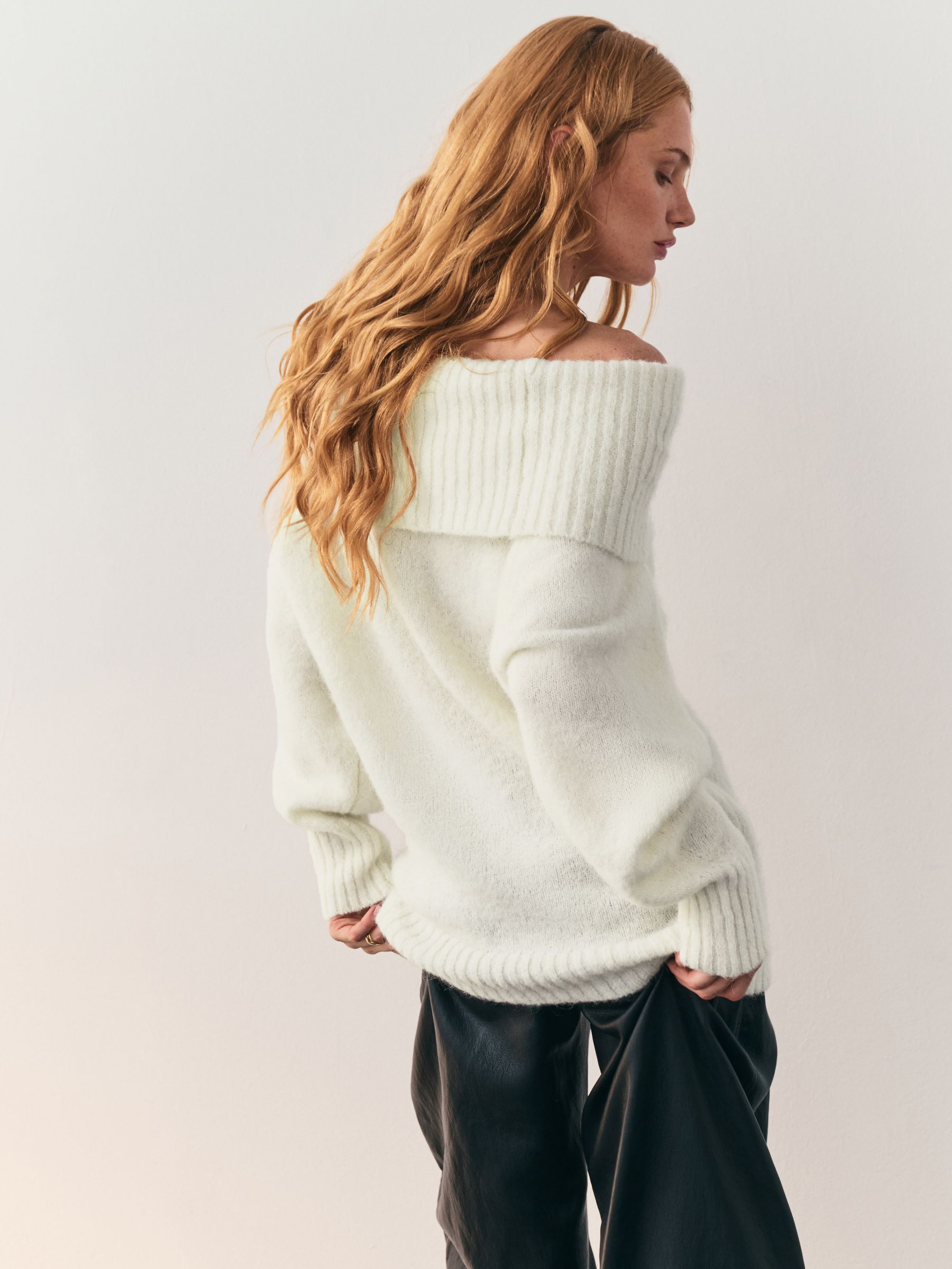 Buy Nothing Ordinary Cream Wool Blend Off The Shoulder Jumper from
