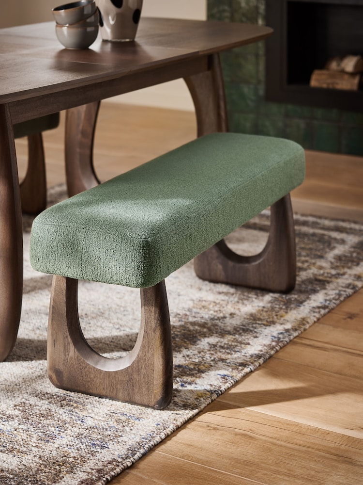 Fine Boucle Dark Green Jude Dining Bench - Image 1 of 8 Fine Boucle Dark Green Jude Dining Bench - Image 1 of 8