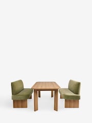 Relaxed Chenille Olive Green Nomad Dining 4 Seater Bench Set - Image 4 of 7