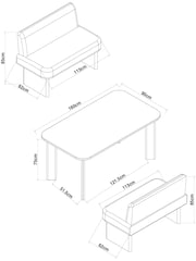 Relaxed Chenille Olive Green Nomad Dining 4 Seater Bench Set - Image 5 of 7