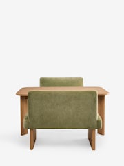 Relaxed Chenille Olive Green Nomad Dining 4 Seater Bench Set - Image 6 of 7