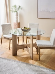 Oak and Glass Kala 4 Seater Dining Table - Image 1 of 8