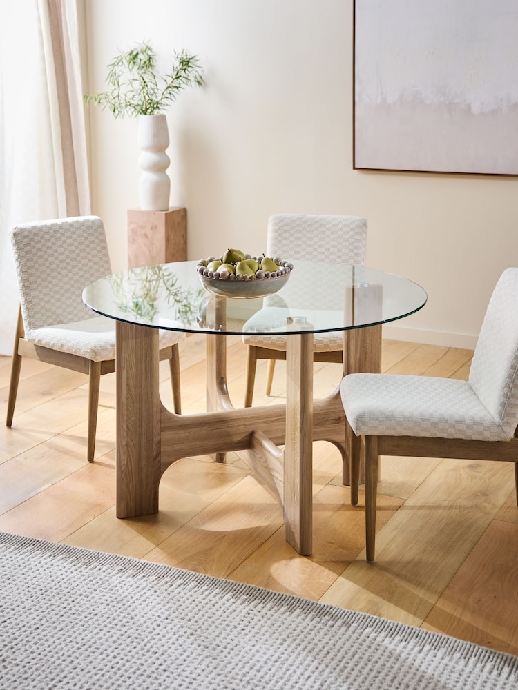 Oak and Glass Kala 4 Seater Dining Table - Image 1 of 8