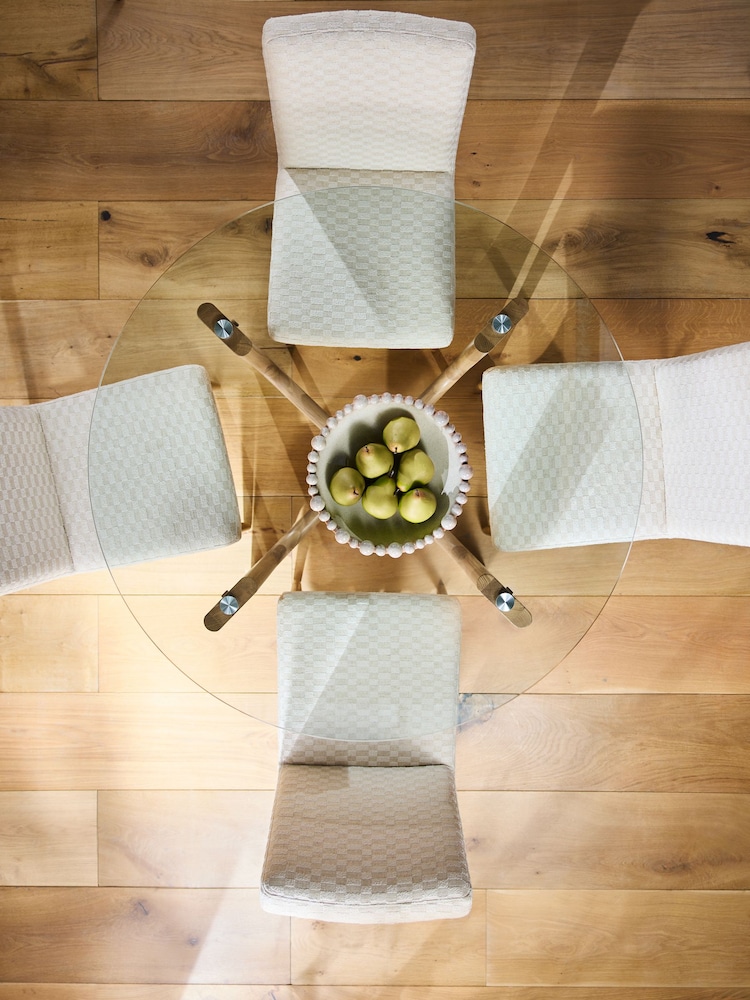 Oak and Glass Kala 4 Seater Dining Table - Image 2 of 8