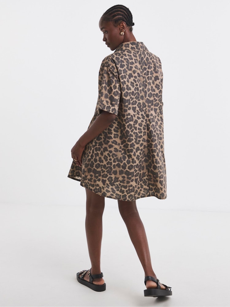 Simply Be Animal Print Pocket Shirt Dress - Image 2 of 4