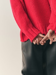 Nothing Ordinary Red Knitted Shallow V-Neck Jumper - Image 10 of 13
