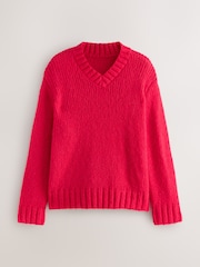 Nothing Ordinary Red Knitted Shallow V-Neck Jumper - Image 11 of 13