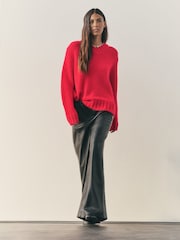 Nothing Ordinary Red Knitted Shallow V-Neck Jumper - Image 4 of 13
