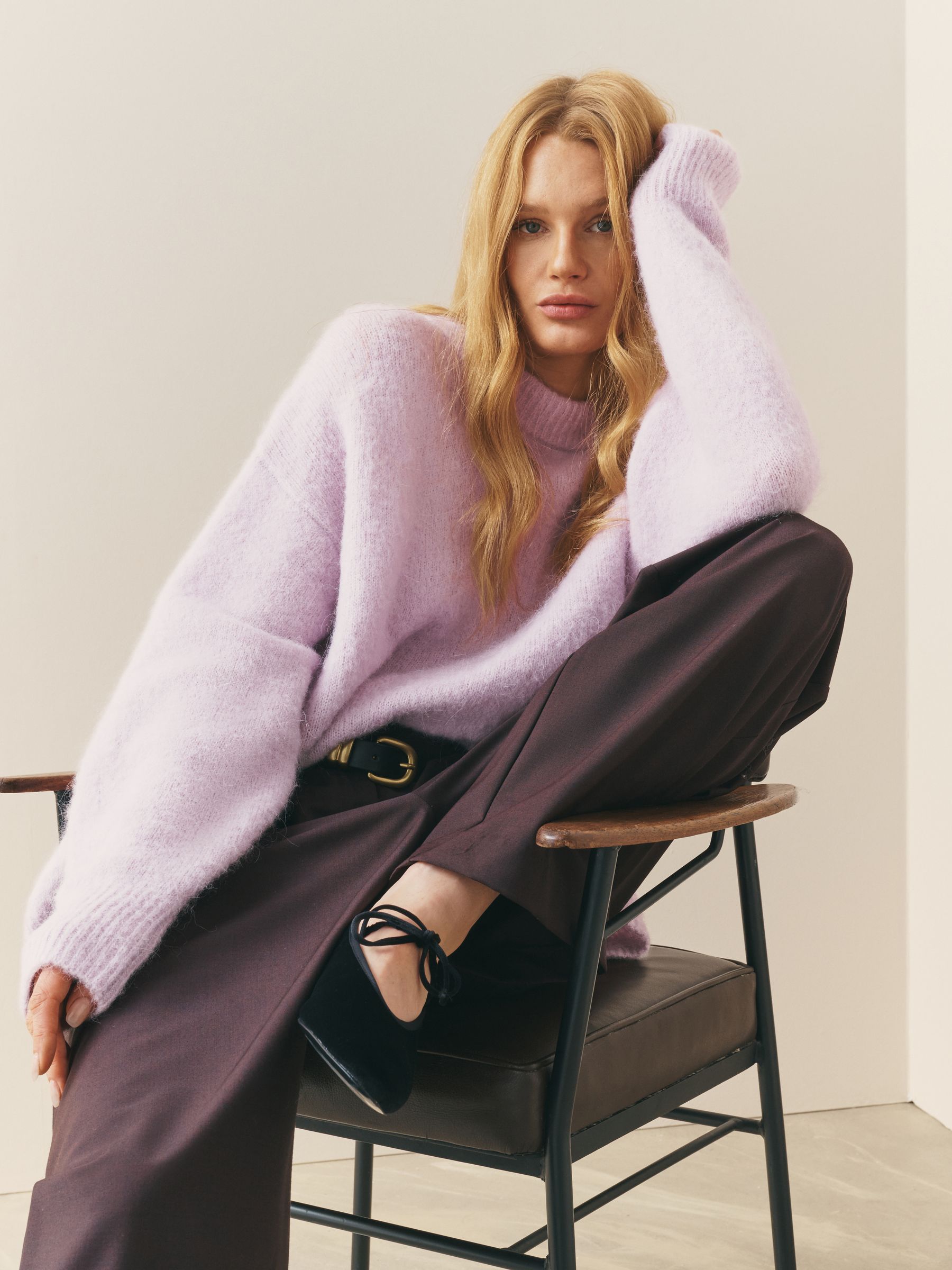 Buy Nothing Ordinary Lilac Purple Oversized Alpaca Wool Blend Crew