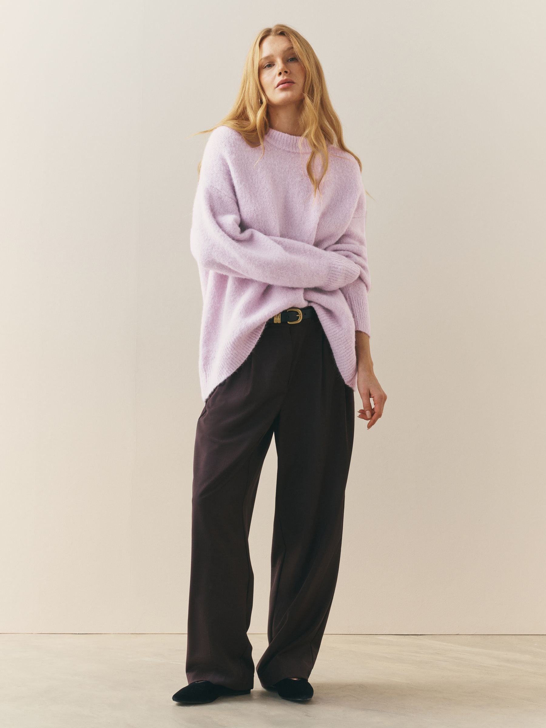 Buy Nothing Ordinary Lilac Purple Oversized Alpaca Wool Blend Crew