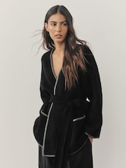 Nothing Ordinary Black Contrast Tipping Knitted Wrap Waist Cardigan - Image 1 of 8