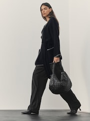 Nothing Ordinary Black Contrast Tipping Knitted Wrap Waist Cardigan - Image 3 of 8