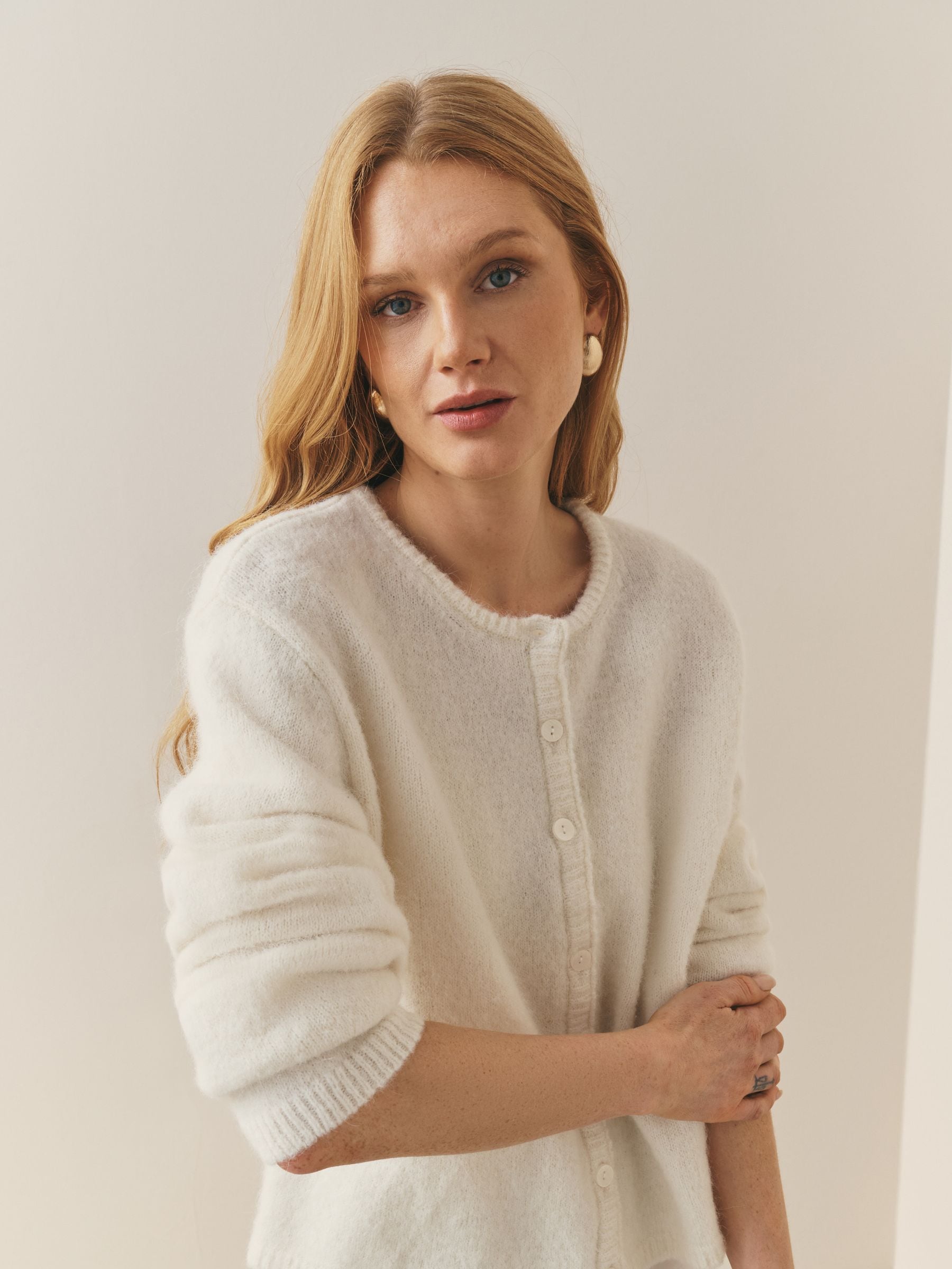 Buy Nothing Ordinary Cream Alpaca Wool Blend Crew Neck Knitted