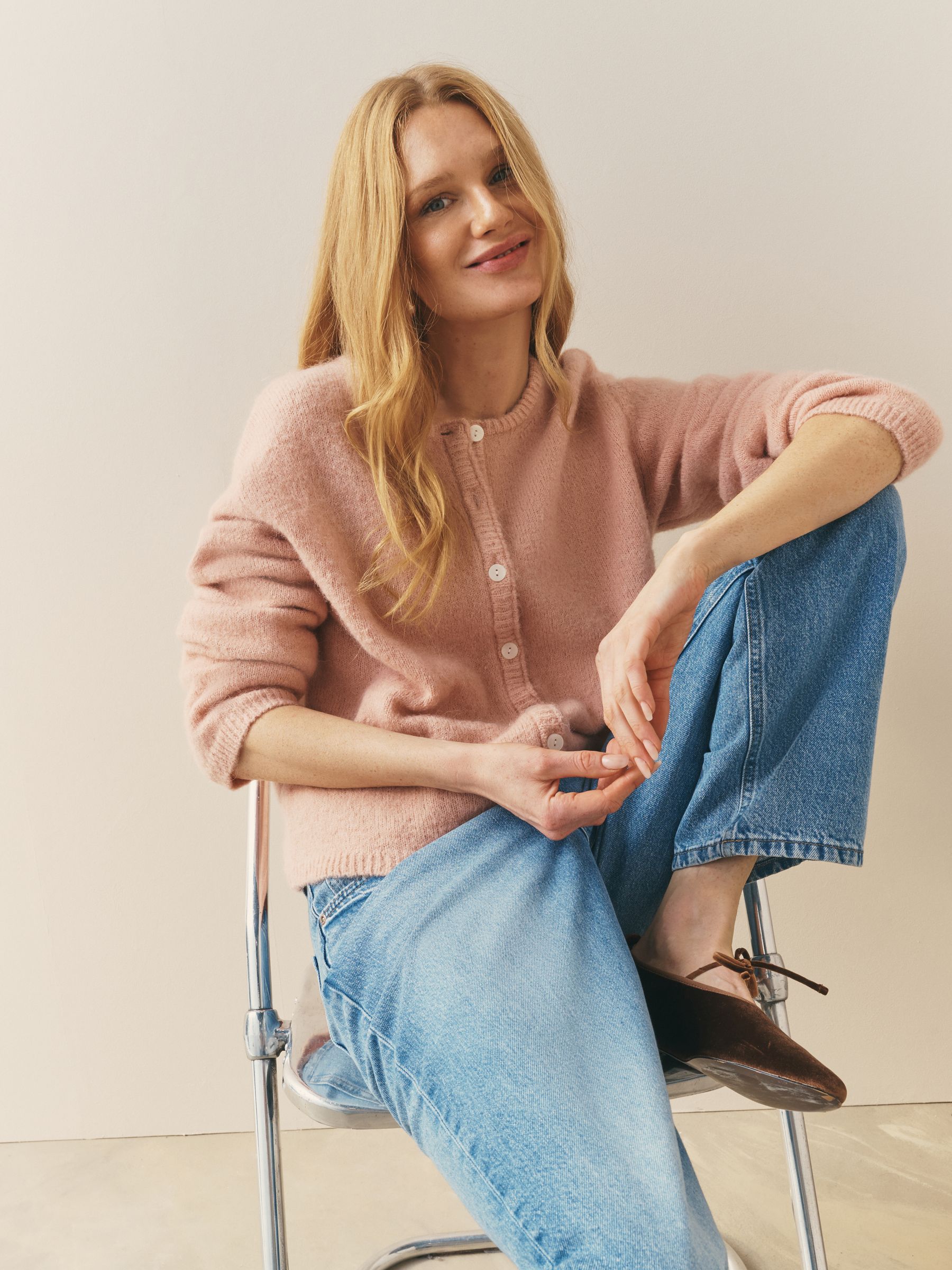 Buy Nothing Ordinary Peach Pink Alpaca Wool Blend Crew Neck