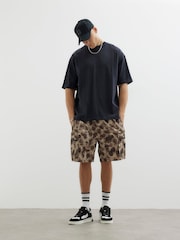 River Island Brown Loose Fit Camouflage Cargo Shorts - Image 4 of 4
