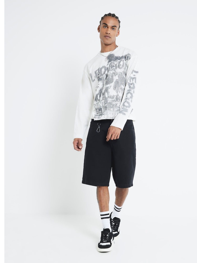 Черный - River Island Grohl Skate Shorts - Изображение 2 из 3